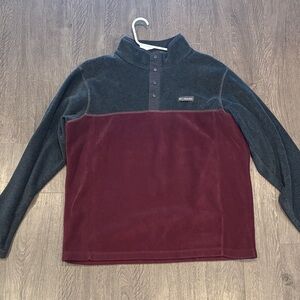 Columbia Charcoal and Burgundy Fleece Pullover